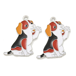 (123L) Белый крем непрозрачный блеск Стойки обшивки сплава эмали подвески, без кадмия и без свинца, платина, собачий шарм, огнеупорный кирпич, 27x23x1.5 мм, отверстие : 1.8 мм