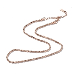 Rose Gold Ion Plating(IP) 304 Stainless Steel Rope Chain Necklace for Men Women, Rose Gold, 15.98 inch(40.6cm)