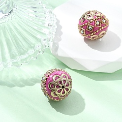 Орхидея Индонезийские бусины ручной работы, с металлическая фурнитурой, круглые, без покрытия, сиреневые, 19.5x19 мм, отверстие : 1 мм