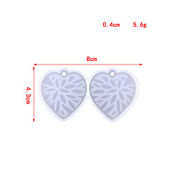 White Heart Silicone Pendant Molds, Resin Casting Molds, for UV Resin, Epoxy Resin Craft Making, White, 43x80mm