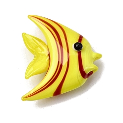 Yellow Handmade Lampwork Fridge Magnet, Tropical Fish, Yellow, 34.5x28.5x10.5mm
