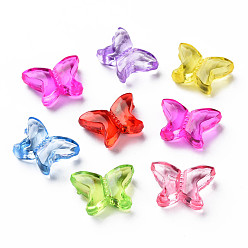 Mixed Color Transparent Acrylic Beads, Butterfly, Mixed Color, 11x15x5mm, Hole: 2mm, about 1010pcs/500g