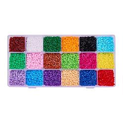 Mixed Color DIY Tube Fuse Beads Kits, with Plastic Beading Tweezers, Square ABC Plastic Pegboards and Ironing Paper, Mixed Color, 3x2.5mm, about 12g/compartment