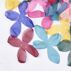(52) Непрозрачная лаванда Органза ткань, для поделок ювелирных изделий, цветок, разноцветные, 140~150x100~130 мм, отверстие : 2 мм
