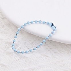 Light Sky Blue Iron Tag Chains, with Ball Chain Connectors, Light Sky Blue, 10~12cm