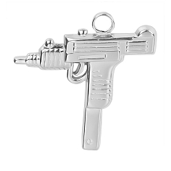 Stainless Steel Color Stainless Steel Pendants, Gun Shape Charms, Stainless Steel Color, 26x25x2mm, Hole: 2mm