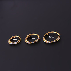 Золотой 316l хирургическая нержавеющая сталь микропаве прозрачный кубический цирконий крестообразные носовые кольца, золотые, внутренний диаметр: 8 мм, штифты : 1.2 мм