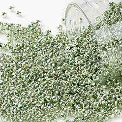 (PF560) PermaFinish Lime Green Metallic Тохо 6/0 круглые бусины, японский бисер, (pf 560) Permafinish зеленый лайм металлик, 4 мм, отверстие : 1.5 мм, Около 168 шт / 10 г