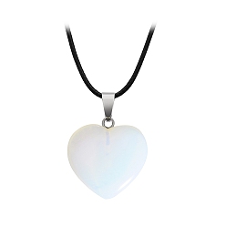 Opalite Opalite Charms, with Silver Tone Metal Findings, Heart, 16x6mm