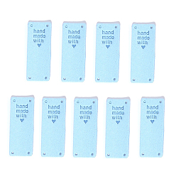 Light Blue Microfiber Label Tags, with Holes & Word handmade with, for DIY Jeans, Bags, Shoes, Hat Accessories, Rectangle, Light Blue, 50x20mm