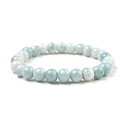 Pale Turquoise Glass Round Beaded Stretch Bracelet, Pale Turquoise, Inner Diameter: 2-1/8 inch(5.5cm)