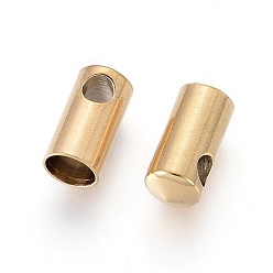 Golden Ion Plating(IP) 304 Stainless Steel Cord Ends, End Caps, Column, Golden, 9.5x4.5mm, Hole: 2mm, Inner Diameter: 4mm