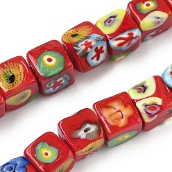 (123L) Белый крем непрозрачный блеск Бусины ручной работы тысячецветник бисера, кубические, огнеупорный кирпич, 9~11x10x10~11 мм, отверстие : 1.2~1.4 мм