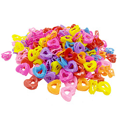 Mixed Color Kids Hair Accessories, Plastic Claw Hair Clips, Heart, Mixed Color, 20x20mm, about 100pcs/bag
