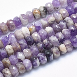 Amethyst Natural Chevron Amethyst Beads Strands, Faceted, Rondelle, 8x4~5mm, Hole: 1mm, about 81pcs/strand, 15.7 inch