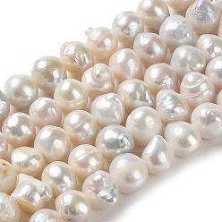 PapayaWhip Natural Keshi Pearl Beads Strands, Potato, Cultured Freshwater Pearl, Baroque Pearls, Grade A, PapayaWhip, 8~10x7~8.5mm, Hole: 0.6mm, about 46pcs/strand, 13.58''(34.5cm)