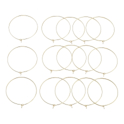 Real 18K Gold Plated Ion Plating(IP) 316 Surgical Stainless Steel Wine Glass Charms Rings, Hoop Earring Findings, DIY Material for Basketball Wives Hoop Earrings, Real 18K Gold Plated, 20 Gauge, 50x0.8mm