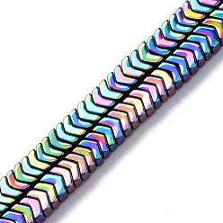 (966) Внутренний цвет Кристалл / Лиловато-лиловый на подкладке Гальванические немагнитных гематит бисер пряди, стрелка, с покрытием цвета радуги, 3~3.5x2x1.5~2 мм, отверстие : 1 мм, около 335~338 шт / нитка, 15.94'' (40.5 см)