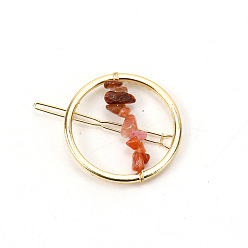 Красный Агат Заколки для волос из сплава, с сердоликом, аксессуары для волос для женщин и девочек, 65x50 мм