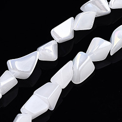 White Electroplate Glass Beads Strands, Imitation Jade, AB Color Plated, Nuggets, White, 6.5~16.5x5.5~11.5x3.5~9.5mm, Hole: 1.2mm, about 61pcs/strand, 20.47~23.23 inch(52cm~59cm)