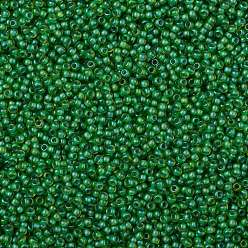 (947F) Frosted Aqua Lined Green Luster TOHO Round Seed Beads, Japanese Seed Beads, (947F) Frosted Aqua Lined Green Luster, 11/0, 2.2mm, Hole: 0.8mm, about 135000pcs/pound