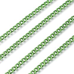 Lime Green Electrophoresis 304 Stainless Steel Curb Chains, Unwelded, with Spool, Green Yellow, 4.2x2.6x0.6mm, about 32.8 Feet(10m)/roll