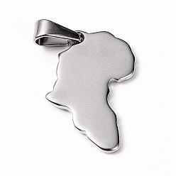 Нержавеющая Сталь Цвет Устойчивые к потускнению 304 подвески из нержавеющей стали, форма карты, цвет нержавеющей стали, 25x18x1.5 мм, отверстие : 8x3 мм