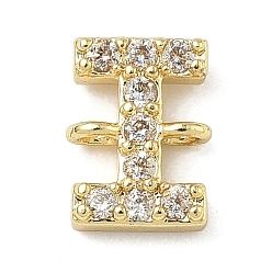 Letter I Подвески-буквы с микропаве из латуни и прозрачными кубическими циркониями, реальный 18 k позолоченный, стойки покрытие, без кадмия и без свинца, долговечный, Буква "i", 8.5~9.5x6.5~12.5x2.5 мм, отверстие : 1.2 мм