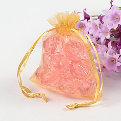 Goldenrod Organza Gift Bags with Drawstring, Jewelry Pouches, Wedding Party Christmas Favor Gift Bags, Goldenrod, Size: about 8cm wide, 10cm long