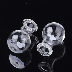 Clear Handmade Blown Glass Globe Cover, For Bottle Pendant Making, Clear, 24.5~25x15mm, Half Hole: 6mm, Bottle Capacity: 1.8ml(0.06 fl. oz)
