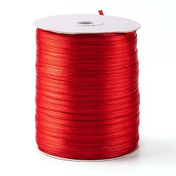 Red Polyester Double Face Solid Color Satin Ribbon, for Making Crafts, Gift Package, Red, 1/8 inch(3~3.5mm), about 880yards/roll(804.67m/roll)
