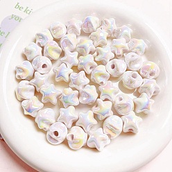 Clear AB UV Plating Plastic Beads, Iridescent Star, Clear AB, 16x16mm, Hole: 2.5mm