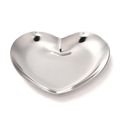 Stainless Steel Color Heart 430 Stainless Steel Jewelry Display Plate, Cosmetics Organizer Storage Tray, Stainless Steel Color, 85x91.5x10mm