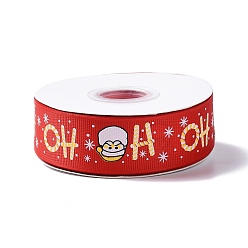 Red 25 Yards Christmas Theme Printed Polyester Grosgrain Ribbon, for DIY Jewelry Making, Flat, Red, 1- inch(25.5mm)