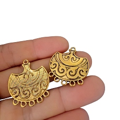 Fan Tibetan Style Zinc Alloy Chandelier Component Links, Antique Golden, Fan, 31x27mm