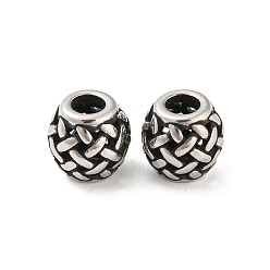 Antique Silver 316 Surgical Stainless Steel  Beads, Barrel, Antique Silver, 9.5x9.5mm, Hole: 4mm