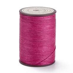 Medium Violet Red Round Waxed Polyester Thread String, Micro Macrame Cord, Twisted Cord, for Leather Sewing Stitching, Medium Violet Red, 0.8mm, about 54.68 Yards(50m)/Roll