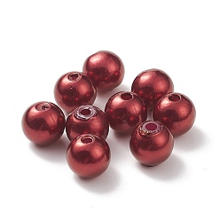 Dark Red Imitation Pearl Acrylic Beads, Dyed, Round, Dark Red, 10x9.5mm, Hole: 2.5mm, about 1070pcs/pound