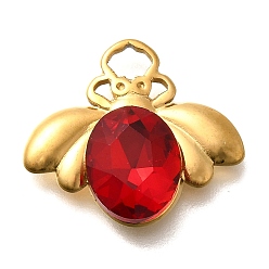 Гиацинт 304 подвески из нержавеющей стали, со стразами, реальный 18 k позолоченный, ионное покрытие (ip), Пчелы, гиацинт, 17x19x4.5 мм, отверстие : 3.5x2 мм