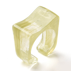 Dark Khaki Acrylic Curved Rectangle Open Cuff Ring for Women, Dark Khaki, US Size 7 1/4(17.5mm), 140Pcs/500g