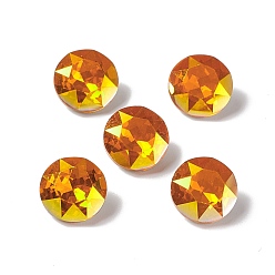 Sun Light AB Style Eletroplate K9 Glass Rhinestone Cabochons, Pointed Back & Back Plated, Faceted, Flat Round, Sun, 10x5mm