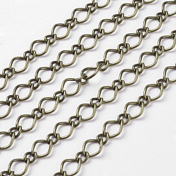Antique Bronze Iron Handmade Chains Figaro Chains Mother-Son Chains, Unwelded, Antique Bronze Color, with Spool, Mother link: 7x10mm, Son link: 4x6mm, 1.2mm thick, about 164.04 Feet(50m)/roll