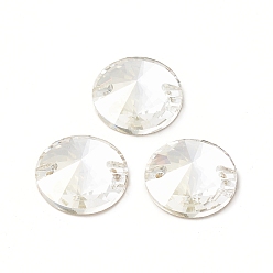 Серебряный Оттенок Конусообразная форма пришивается стразами, k 5 стеклянный страз, 2-отверстие ссылка, плоская спинка с покрытием, швейные украшения, серебряный оттенок, 16x5.5 мм, отверстие : 1.2 мм