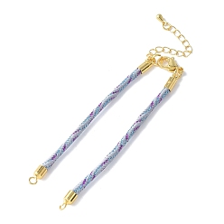 Небесно-голубой Нейлона шнур браслеты, для изготовления браслета с соединителем, с реечным покрытием, золотыми застежками-карабинами и удлинителями цепочек, долговечный, без кадмия и без свинца, голубой, 5-3/4~6x1/8x1/8 дюйм (14.7~15.2x0.3 см)