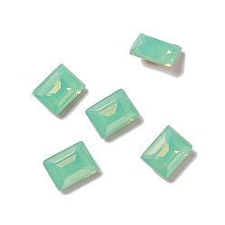 Pacific Opal Opal Style Glass Rhinestone Cabochons, Pointed Back & Back Plated, Faceted, Rectangle, Pacific Opal, 8x6x3.5mm