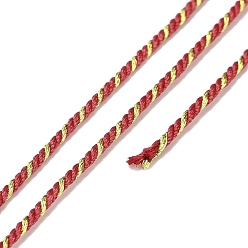FireBrick Polycotton Filigree Cord, Braided Rope, with Plastic Reel, for Wall Hanging, Crafts, Gift Wrapping, FireBrick, 1.2mm, about 27.34 Yards(25m)/Roll