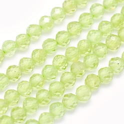 Prehnite Natural Prehnite Beads Strands, Round, Faceted, 2mm, Hole: 0.5mm, about 174pcs/strand, 15.5 inch(39.5cm)