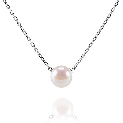 Shin White Gold XL2037 Natural Freshwater Pearl Pendant Necklace for Women, 14K Gold Plated Copper Chain with Simple and Elegant Design, Perfect for Collarbone.