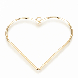 Real 18K Gold Plated Brass Pendants, Heart, Nickel Free, Real 18K Gold Plated, 49x52.5x1.5mm, Hole: 2.5mm