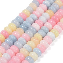 Couleur Mélangete Teints naturels blanches perles de jade brins, rondelle, couleur mixte, 10x6mm, Trou: 1.2mm, Environ 63 pcs/chapelet, 14.88'' (37.8 cm)